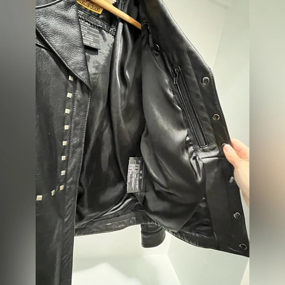 Vintage Harley Davidson Black Leather Studded  Motorcycle Riding Jacket XS 90s - Picture 9 of 11